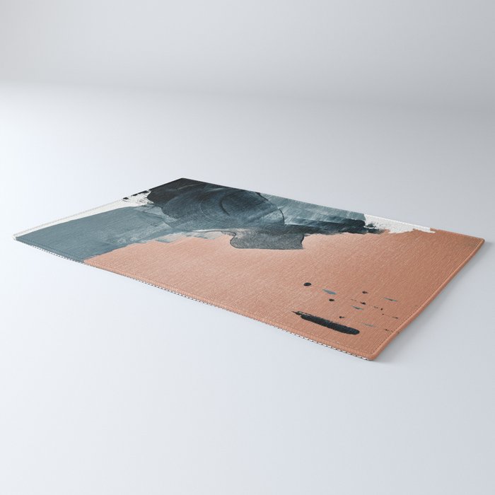 Renew: a minimal abstract piece in coral and blue by Alyssa Hamilton Art Rug Gallery Image 3