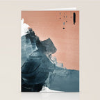 Renew: a minimal abstract piece in coral and blue by Alyssa Hamilton Art Stationery Card Gallery Image 2
