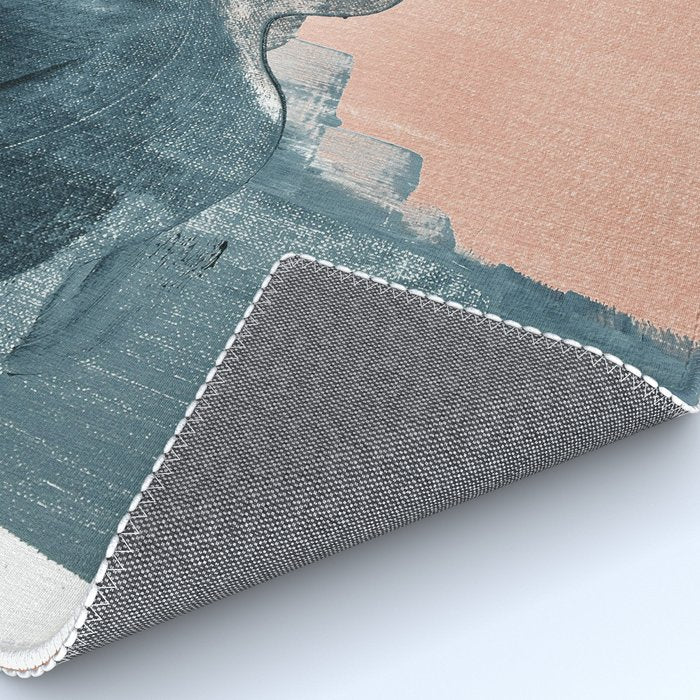 Renew: a minimal abstract piece in coral and blue by Alyssa Hamilton Art Rug Gallery Image 4