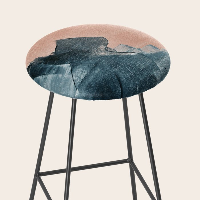 Renew: a minimal abstract piece in coral and blue by Alyssa Hamilton Art Stool Gallery Image 2