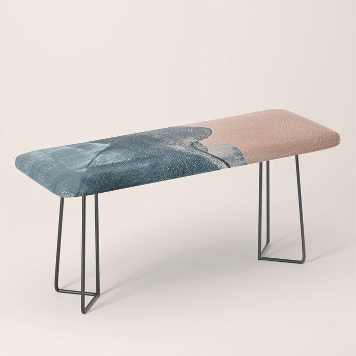 Renew: a minimal abstract piece in coral and blue by Alyssa Hamilton Art Bench Gallery Image 1