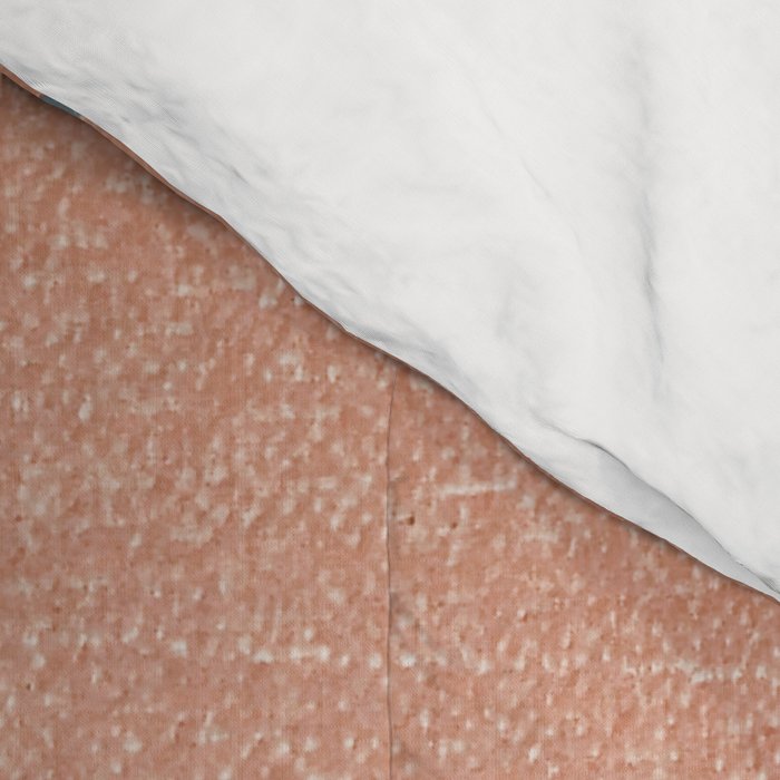 Renew: a minimal abstract piece in coral and blue by Alyssa Hamilton Art Comforter Gallery Image 4