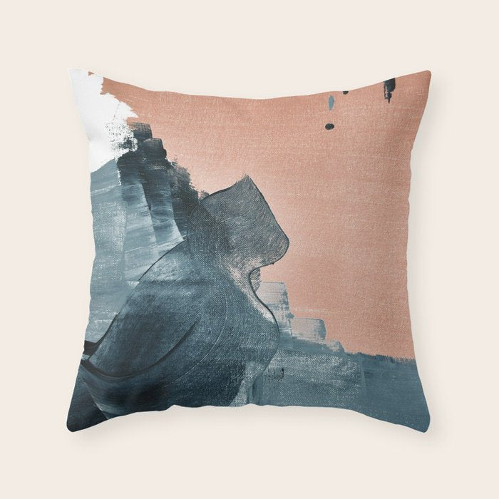 Renew: a minimal abstract piece in coral and blue by Alyssa Hamilton Art Throw Pillow Gallery Image 6