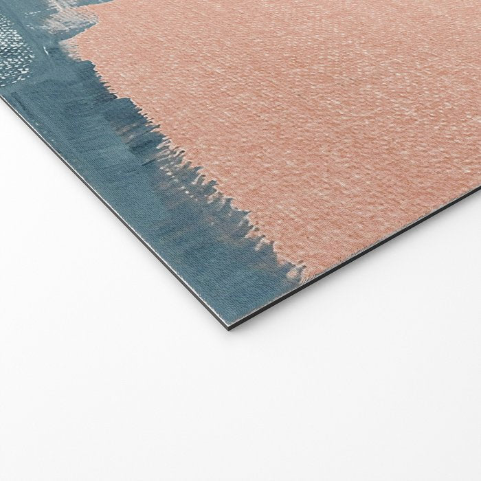 Renew: a minimal abstract piece in coral and blue by Alyssa Hamilton Art Welcome Mat Gallery Image 2