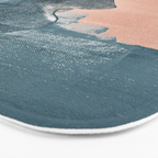 Renew: a minimal abstract piece in coral and blue by Alyssa Hamilton Art Bath Mat Gallery Image 3