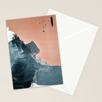 Renew: a minimal abstract piece in coral and blue by Alyssa Hamilton Art Stationery Card Gallery Image 2