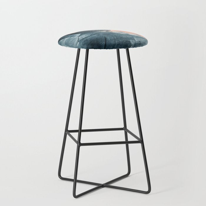 Renew: a minimal abstract piece in coral and blue by Alyssa Hamilton Art Stool Gallery Image 1