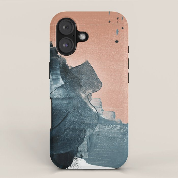 Renew: a minimal abstract piece in coral and blue by Alyssa Hamilton Art iPhone Case Gallery Image 1