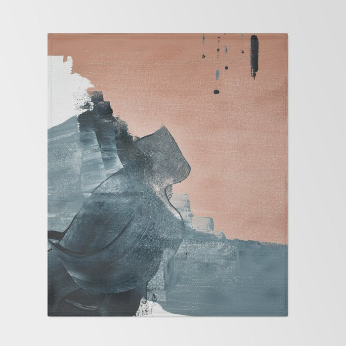 Renew: a minimal abstract piece in coral and blue by Alyssa Hamilton Art Throw Blanket Gallery Image 2