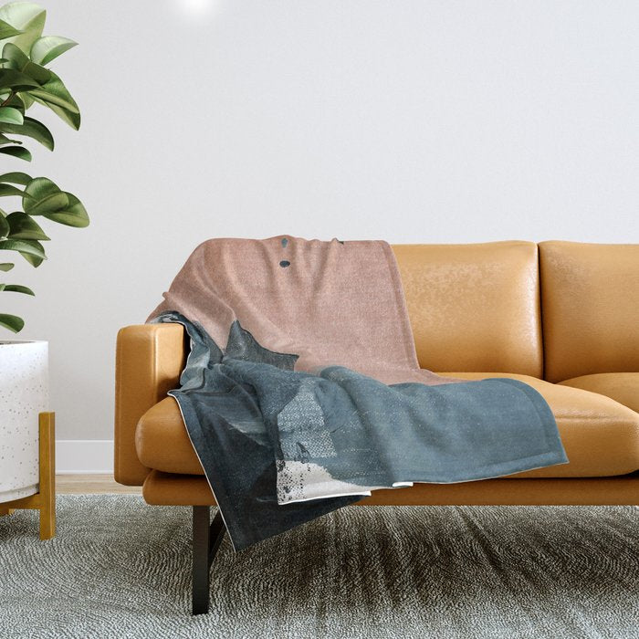 Renew: a minimal abstract piece in coral and blue by Alyssa Hamilton Art Throw Blanket Gallery Image 1