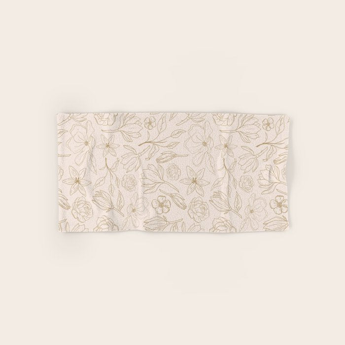 Gold Magnolia Pattern Bath Towel Gallery Image 1