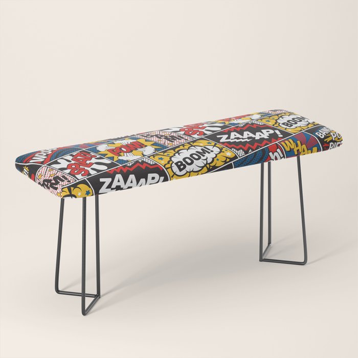 Modern Comic Book Superhero Pattern Color Colour Cartoon Lichtenstein Pop Art Bench Gallery Image 1