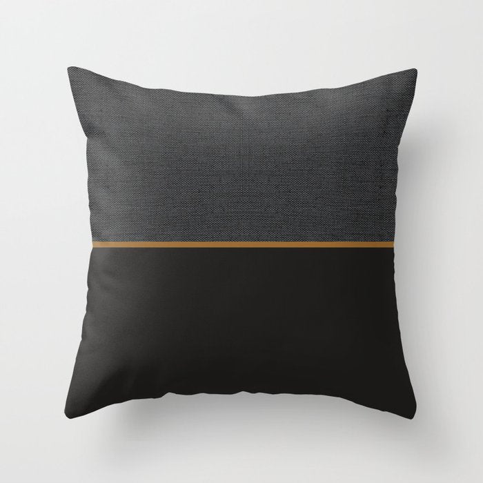 Scandinavian Modern Minimal Black Gold Throw Pillow Gallery Image 6
