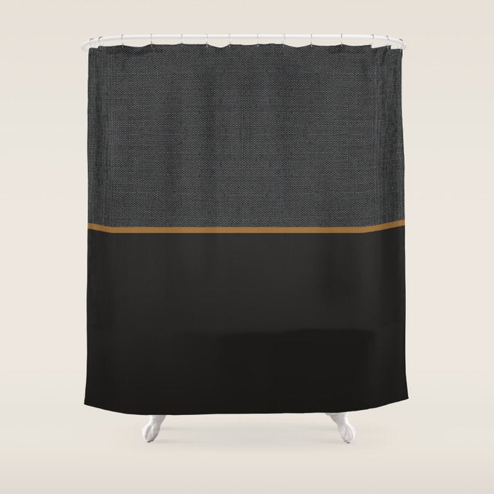 Scandinavian Modern Minimal Black Gold Shower Curtain Gallery Image 1