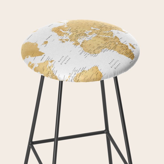 Gold world map with cities Stool Gallery Image 2