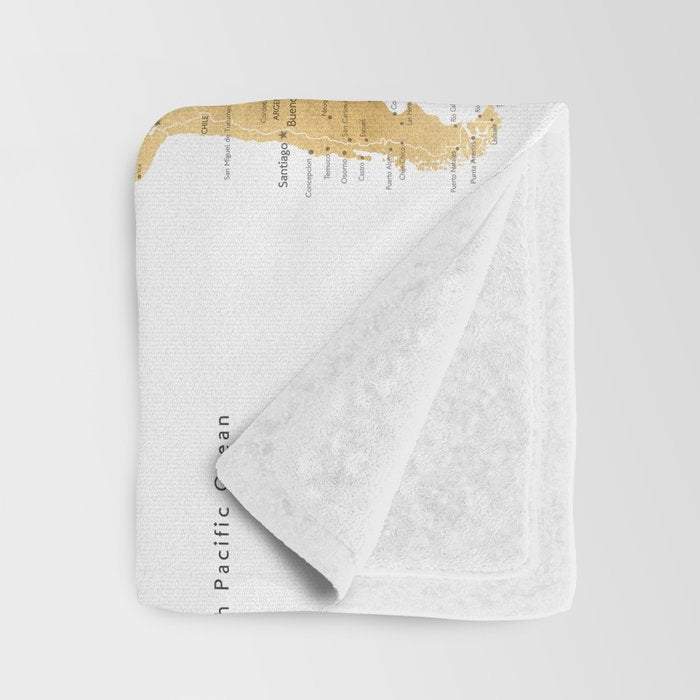 Gold world map with cities Throw Blanket Gallery Image 3