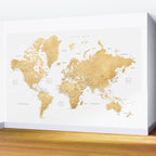 Gold world map with cities Wall Mural Gallery Image 2