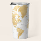 Gold world map with cities Travel Mug Gallery Image 3