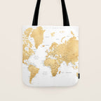 Gold world map with cities Tote Bag Gallery Image 1