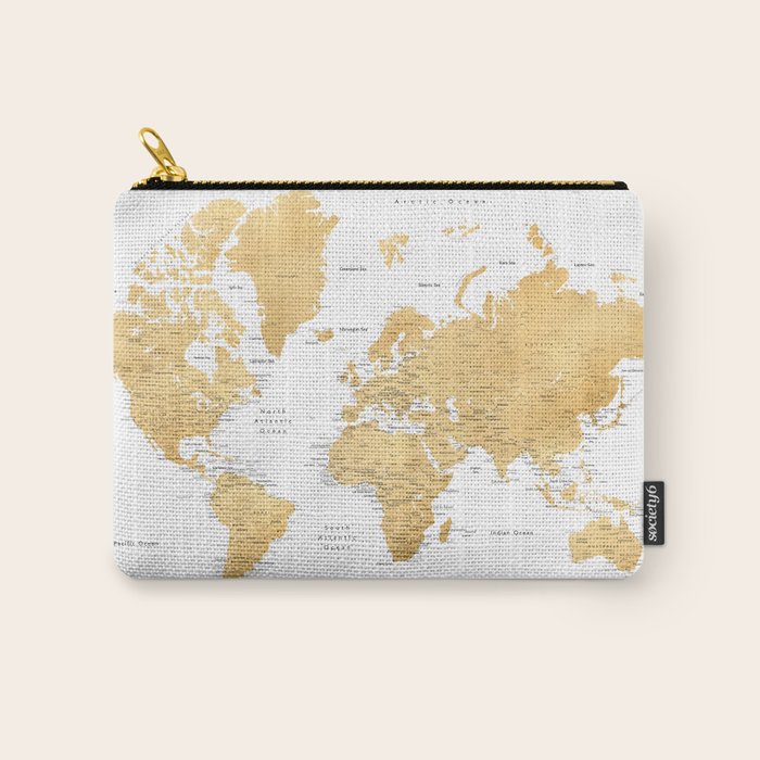 Gold world map with cities Carry All Pouch Gallery Image 1