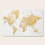 Gold world map with cities Cutting Board Gallery Image 1