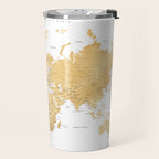 Gold world map with cities Travel Mug Gallery Image 2