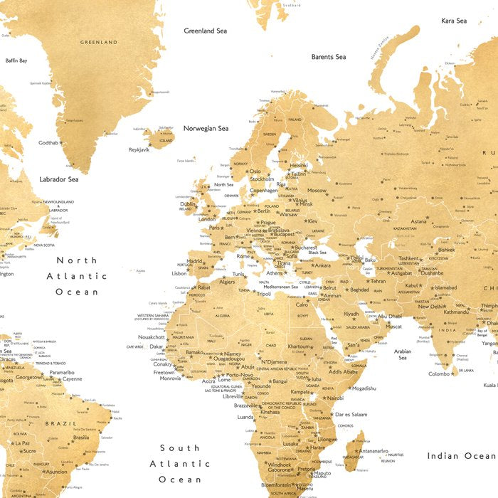 Gold world map with cities Coffee Mug Gallery Image 2