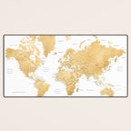 Gold world map with cities Desk Mat Gallery Image 3