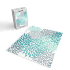 Floral Pattern, Aqua, Teal, Turquoise and Gray Jigsaw Puzzle Gallery Image 2