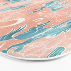 Cosmic Cowboys and Cacti -  peach and turquoise  Bath Mat Gallery Image 3