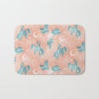 Cosmic Cowboys and Cacti -  peach and turquoise  Bath Mat Gallery Image 1
