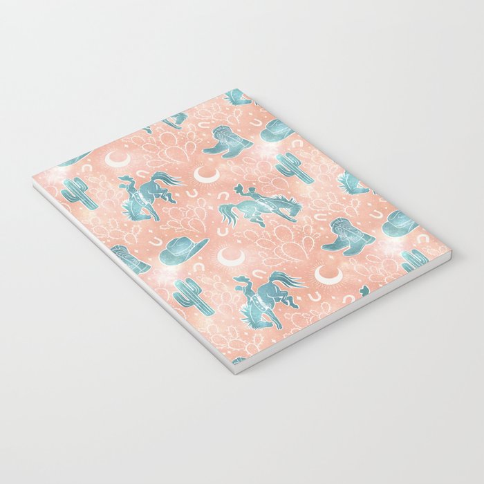 Cosmic Cowboys and Cacti -  peach and turquoise  Notebook Gallery Image 3