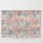 Cosmic Cowboys and Cacti -  peach and turquoise  Wall Hanging Gallery Image 1