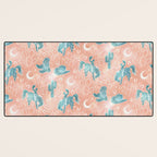Cosmic Cowboys and Cacti -  peach and turquoise  Desk Mat Gallery Image 3