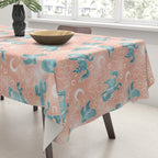 Cosmic Cowboys and Cacti -  peach and turquoise  Tablecloth Gallery Image 3