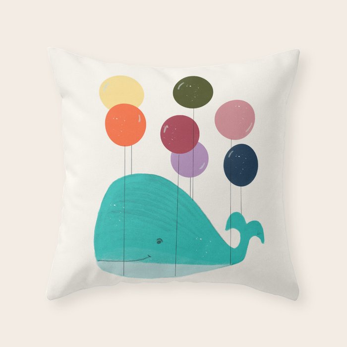 happy whale Throw Pillow Gallery Image 1