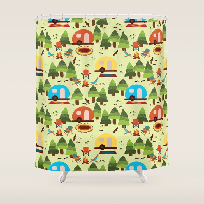Caravan Campground Vacation Shower Curtain Gallery Image 1