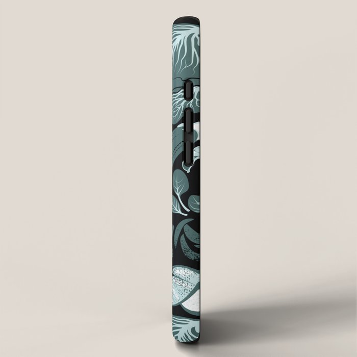 Go veggie // black background pine and mint vegetables iPhone Case Gallery Image 2