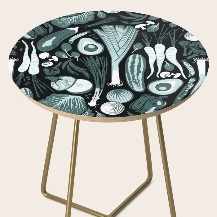 Go veggie // black background pine and mint vegetables Side Table Gallery Image 2
