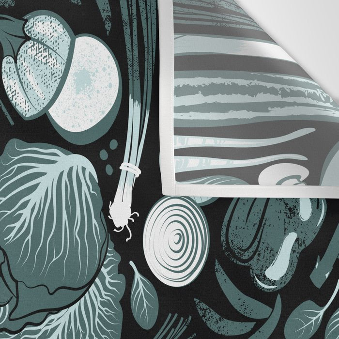 Go veggie // black background pine and mint vegetables Wall Tapestry Gallery Image 3