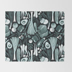 Go veggie // black background pine and mint vegetables Throw Blanket Gallery Image 2