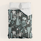 Go veggie // black background pine and mint vegetables Comforter Gallery Image 6