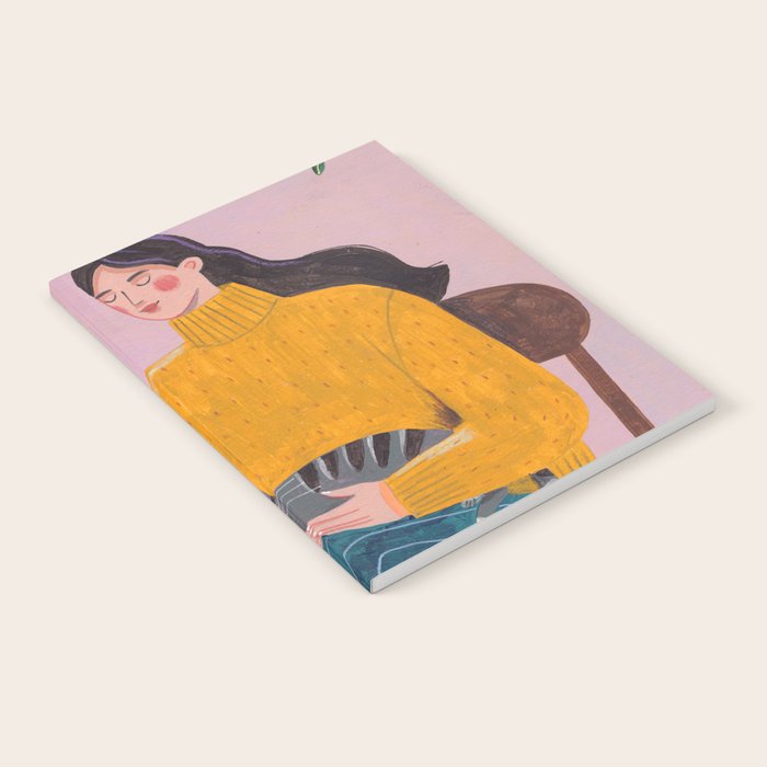 Woman with Cat and Autumn Bouquet Notebook Gallery Image 1