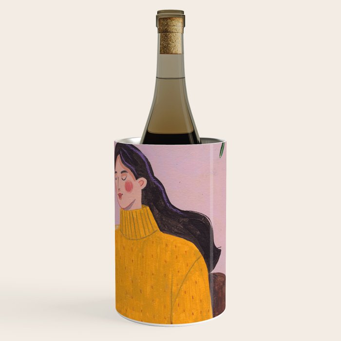 Woman with Cat and Autumn Bouquet Wine Chiller Gallery Image 3