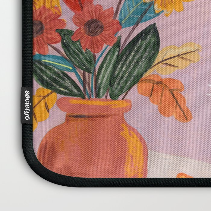 Woman with Cat and Autumn Bouquet Laptop Sleeve Gallery Image 3