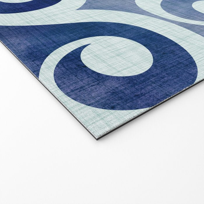 Indigo Geometric Beach Waves Welcome Mat Gallery Image 2