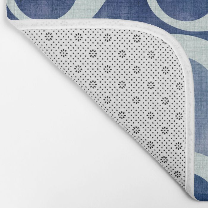 Indigo Geometric Beach Waves Bath Mat Gallery Image 2