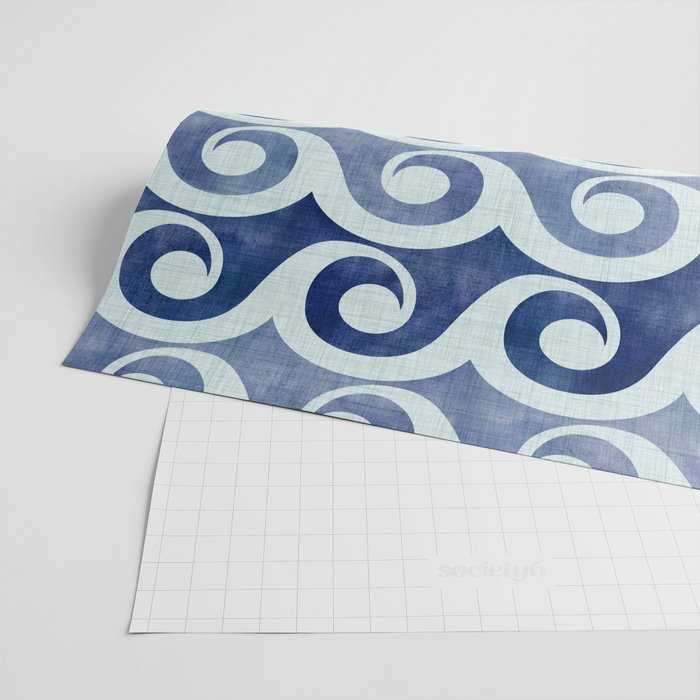 Indigo Geometric Beach Waves Wrapping Paper Gallery Image 2