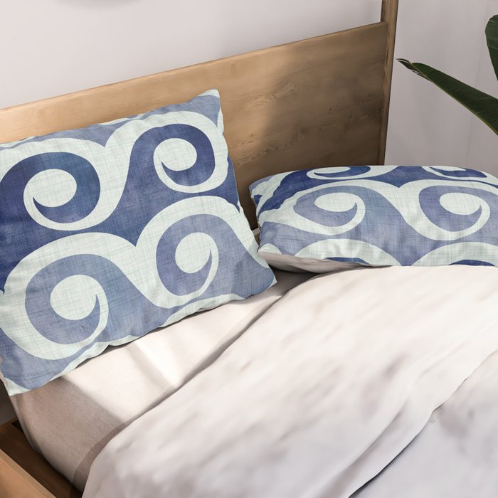 Indigo Geometric Beach Waves Pillow Sham Gallery Image 2