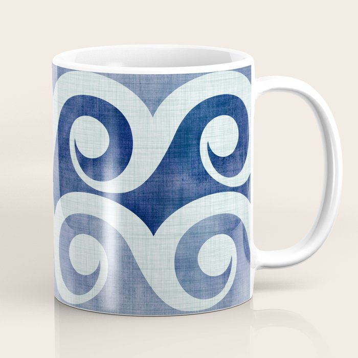 Indigo Geometric Beach Waves Coffee Mug Gallery Image 1